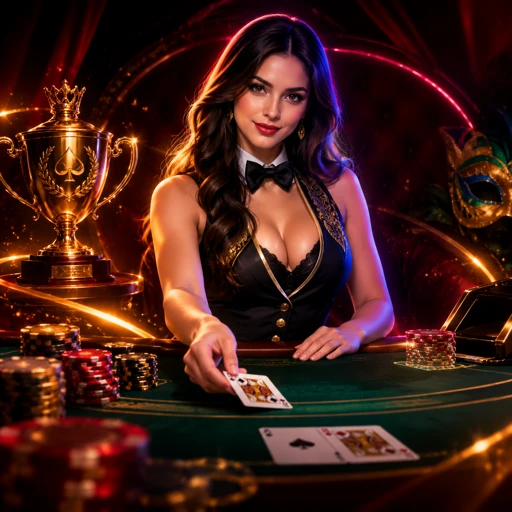 mesa de blackjack com dealer em estúdio